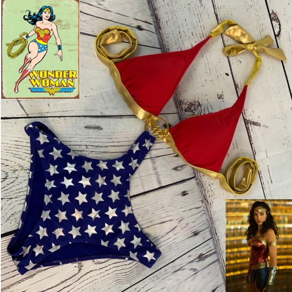 DC Comics Other - DC Comics Wonder Woman Sexy Cut-out One Piece Halter Swimsuit, Size Small